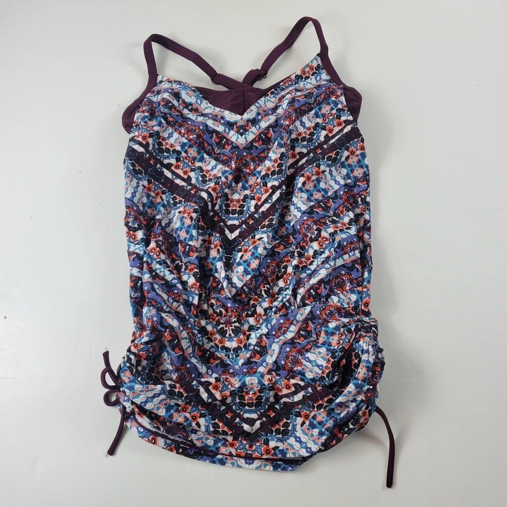 Athleta Women Tankini Top Marrakesh Side Scrunch Convertible Swim 32 B/C